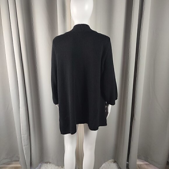 Croft & Barrow Black Cotton Blend Open Front Cardigan Long Sleeve Sweater Sze 1X - Picture 3 of 14